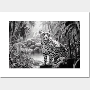 Panther Animal Predator Wild Nature Ink Sketch Style Posters and Art